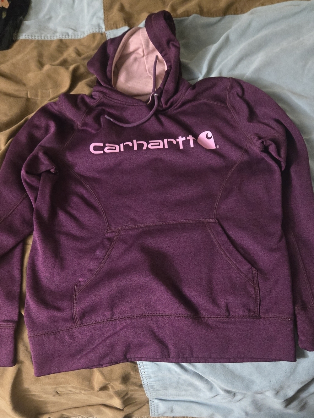 Carhartt Women's Plum Hooded Sweatshirt with Pink Logo